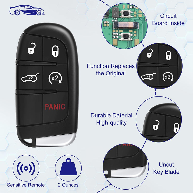  [AUSTRALIA] - PERSUPER Car Key Fob Fit for Jeep 2014-2021 Grand Cherokee Keyless Entry Remote Smart 434 MHz (M3N40821302) 5 Buttons