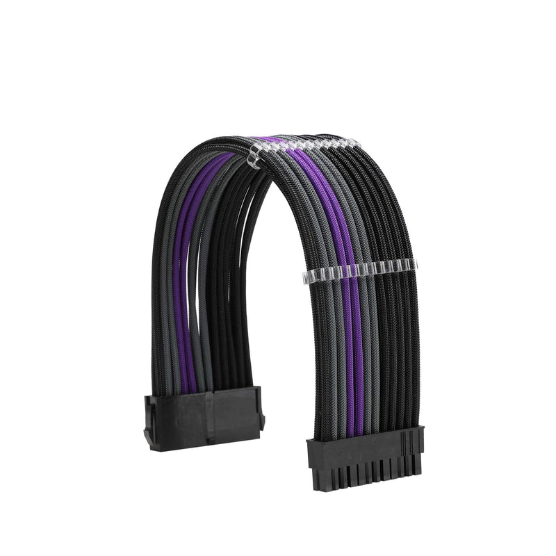  [AUSTRALIA] - FormulaMod Sleeve Extension Power Supply Cable Kit 18AWG ATX 24P+ EPS 8-P+PCI-E8-P with Combs for PSU to Motherboard/GPU Fm-NCK3 (Black Grey Purple) Black Grey Purple