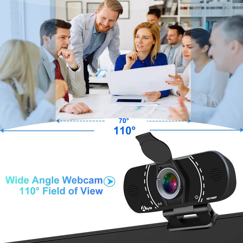  [AUSTRALIA] - 1080p Webcam-Web Camera with Microphone, Akyta 110 Degree Wide Angle Full HD Webcam, Plug and Play, USB Camera for Computer Mac Desktop PC Video Streaming/Calling/Skype/YouTube/Zoom Conference