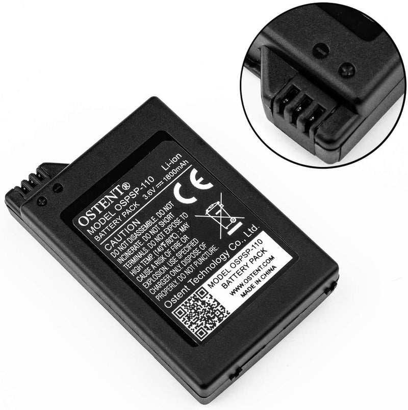 OSTENT High Capacity Quality Real 1800mAh 3.6V Lithium Ion Rechargeable Battery Pack Replacement for Sony PSP 1000 PSP-110 Console - LeoForward Australia
