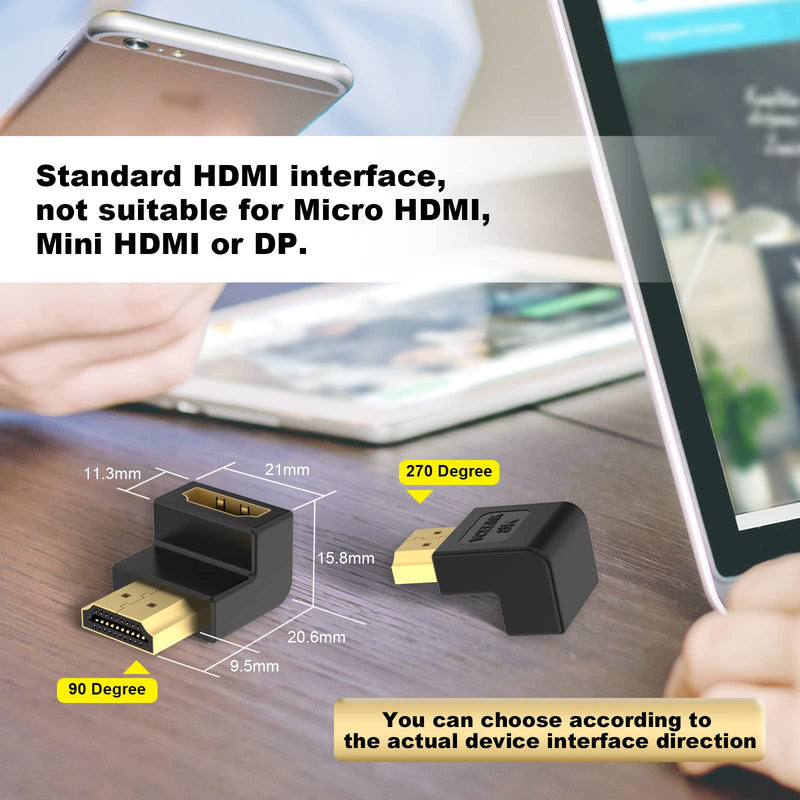  [AUSTRALIA] - VCELINK 2-Pack 4K HDMI Coupler Female to Female Bundle with 2-Pack 8K HDMI 90 Degree and 270 Degree Adapter