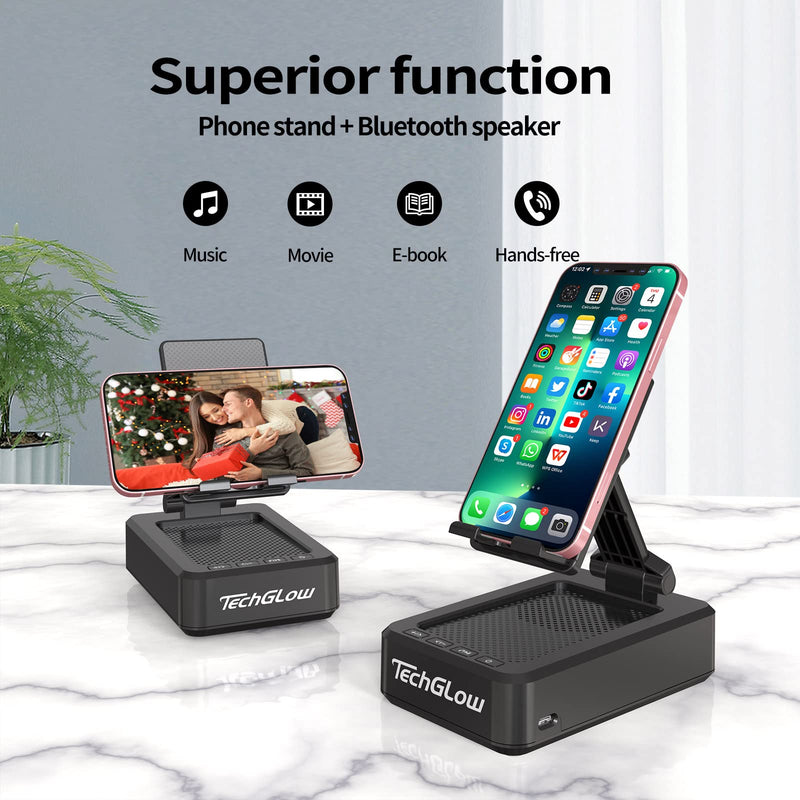  [AUSTRALIA] - TechGlow Gifts for Men and Women - Portable Phone Stand Speakers Bluetooth Wireless,Cool Kitchen Gadgets for Men,Birthday,Christmas Stocking Stuffers for Women Men Mom Her Him,Phone Holder for Desk
