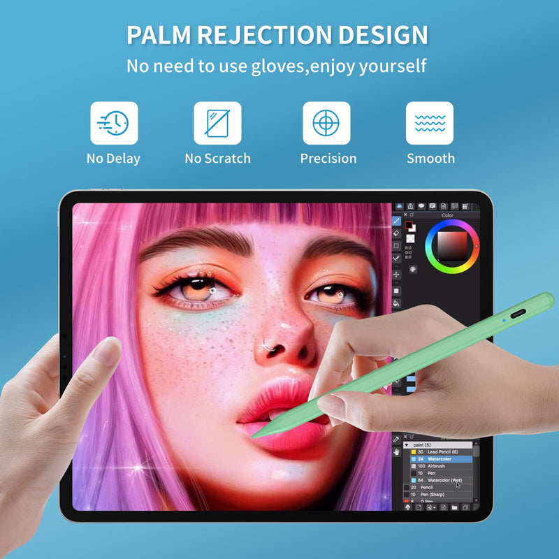  [AUSTRALIA] - Stylus Pen for iPad 9th&10th Generation - 5 Minutes Fast Charge Digital Pen - Compatible with 2018-2023, Apple iPad Pro 11/12.9 Inch,iPad 6-10 Gen,iPad Mini 5-6 Gen,iPad Air 3-5 Gen-Green Green