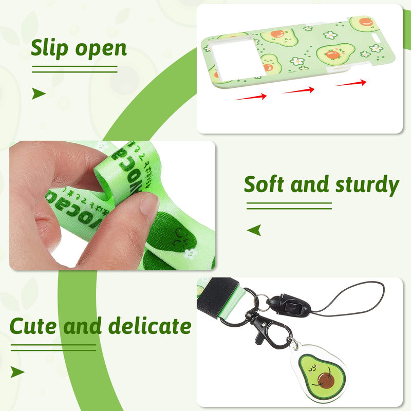  [AUSTRALIA] - 3 Packs Lanyard with Cute ID Card Holder Case Detachable ID Badge Lanyards Strawberry Peach Avocado Lanyard Strap with Clip Badge Holders Neck Keychain for Kids Men and Women