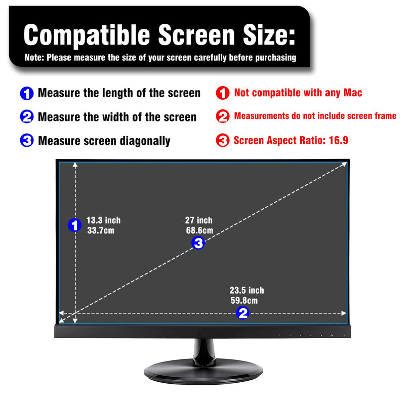  [AUSTRALIA] - (2 Pack)27 inch Monitor Screen Protector,Anti-Glare Matte Screen Protector for 27 Inch 16:9 Widescreen Desktop Monitor,Help for Your Eyes Reduce Fatigue, Reduce Fingerprint