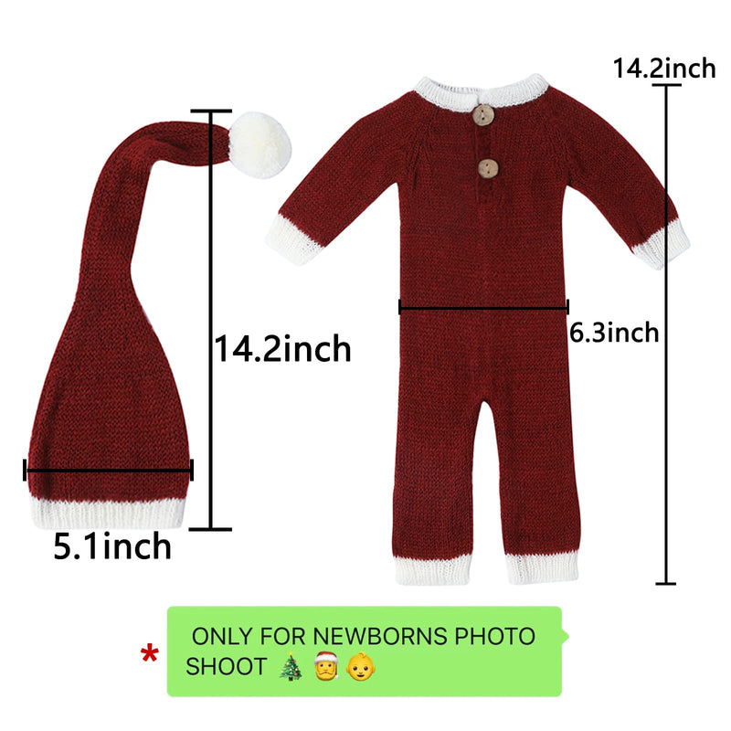  [AUSTRALIA] - Newborn Photography Props Crochet Christmas Red hat Pants photo prop Outfit Red-girl