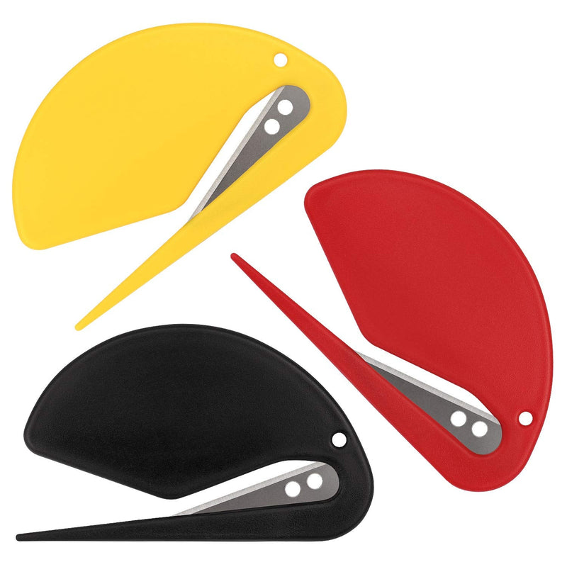  [AUSTRALIA] - Hutou 3 Inch Letter Opener Envelope Slitter Set Sharp and Efficient Open Envelopes with Ease, 3 Color (Black/Red/Yellow)