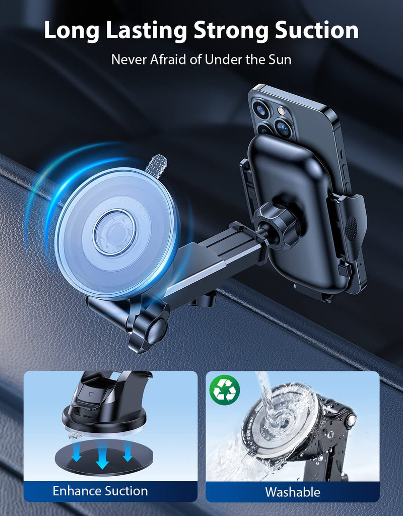  [AUSTRALIA] - VICSEED Universal Phone Mount for Car [Solid & Durable] Car Phone Holder Mount Dashboard Windshield Air Vent Long Arm Strong Suction Cell Phone Holder Car for iPhone 14 13 12 Pro Max All Mobile Phones Black