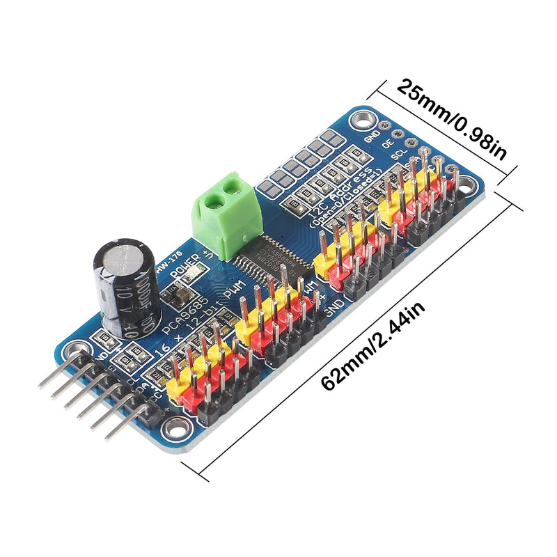  [AUSTRALIA] - Alinan 2pcs PCA9685 IIC Module 16 Channel 12 Bit PWM Servo Motor Driver Board Controller IIC Interface for Arduino Robot Raspberry Pi, One Size
