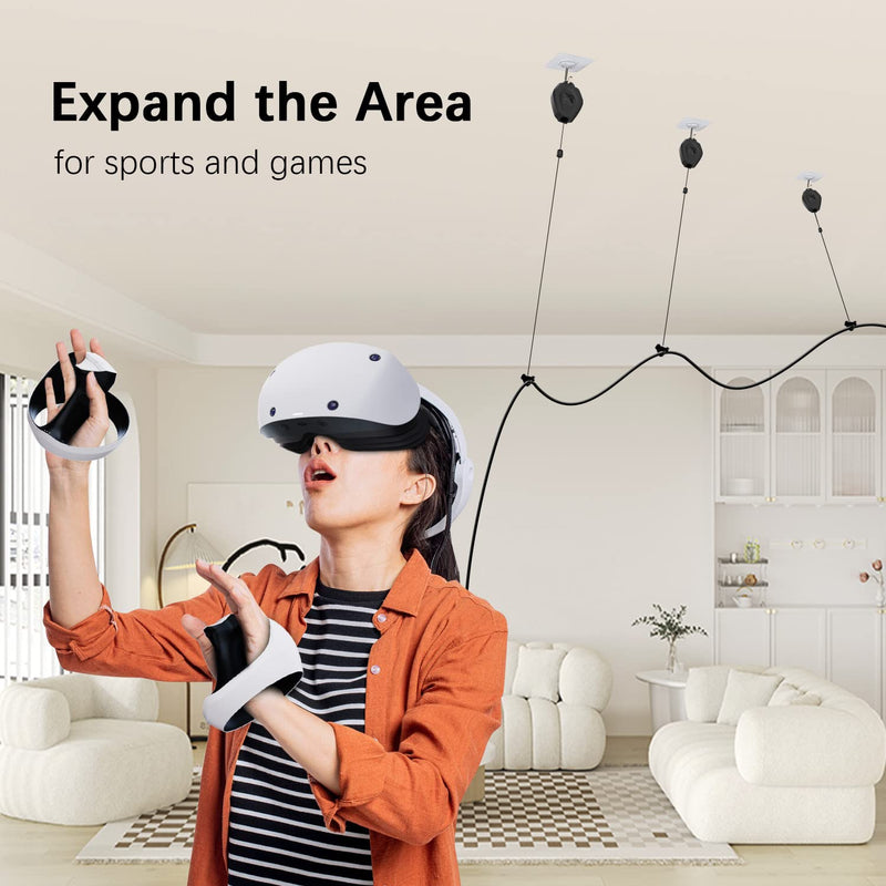  [AUSTRALIA] - AMVR [Pro Version] VR Cable Management System, 6 Packs Ceiling Pulley System for Oculus Quest/Quest 2/Rift/Rift S/Valve Index/HTC Vive/Vive Pro/HP Reverb G2/PSVR VR Cord Accessories, VR Link Cable Black