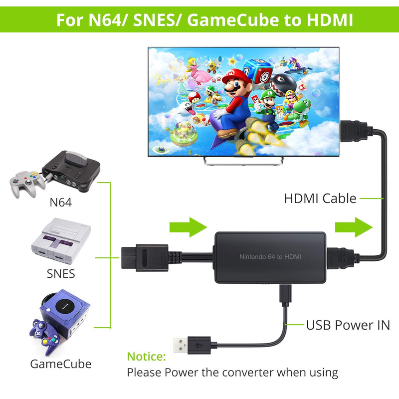  [AUSTRALIA] - LiNKFOR N64 to HDMI Converter with Power Adapter and 3ft HDMI Cable for N64 Gamecube SNES N64 to HDMI Adapter Support 1080P/720P SNES to HDMI Cable Gamecube to HDMI for HDTV HDMI Monitor