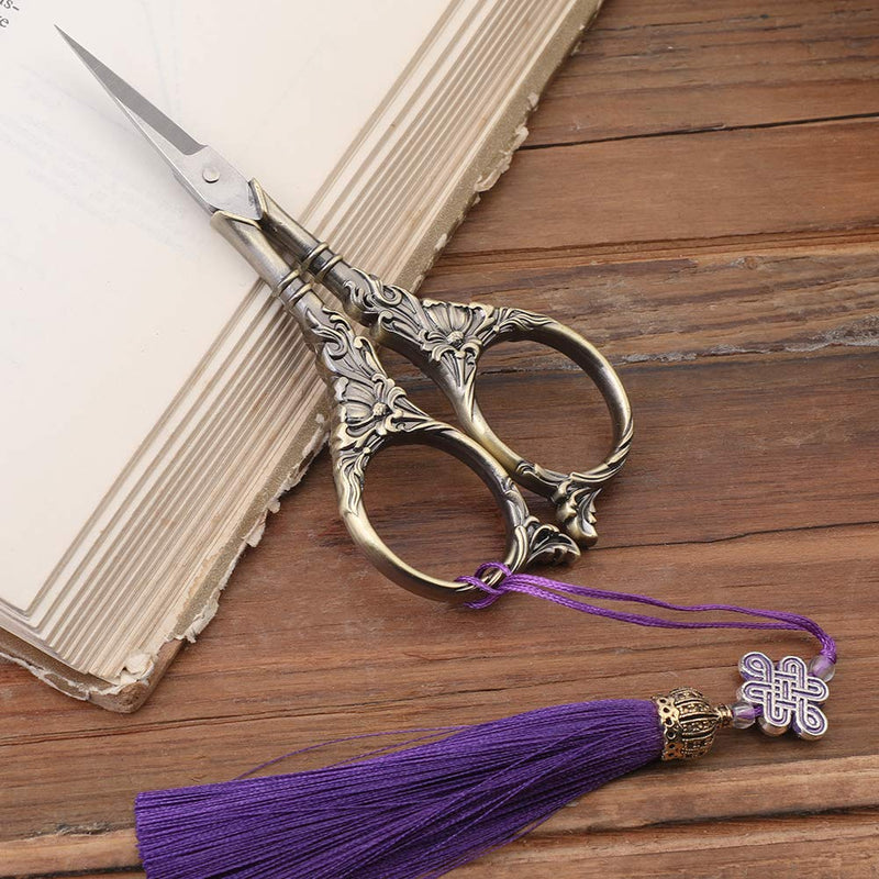  [AUSTRALIA] - Embroidery Scissors, Sewing Scissor Sharp Tip Stainless Steel, Vintage European Design Scissors with Tassel,Thimble, DIY Tools Dressmaker Shears for Fabric, Embroidery, Needlework (Green patina)