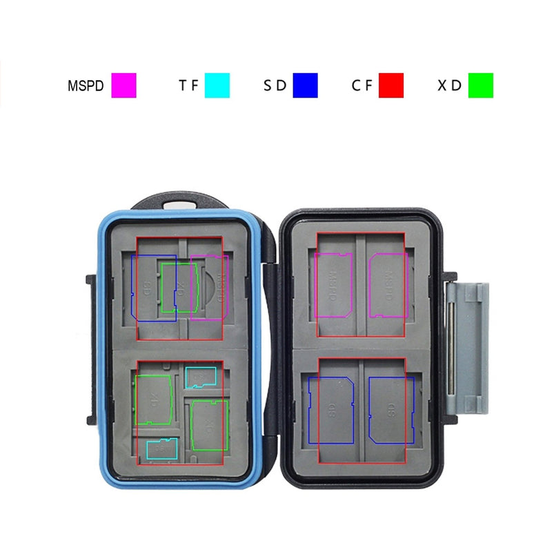 JJC MC-5 Waterproof Holder Storage Memory Card Case for 4PCS CompactFlash(CF) 2PCS Micro SD2 PCS SecureDigital(SD) 2PCS MemoryStick Pro Duo 2PCS XDPictureCard(XD) - LeoForward Australia