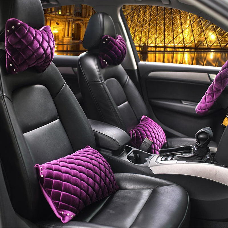 [AUSTRALIA] - A.B Crew Luxury Purple Women's Winter Rhinestone Car Interior Trim(Steering Wheel Cover) Steering Wheel Cover