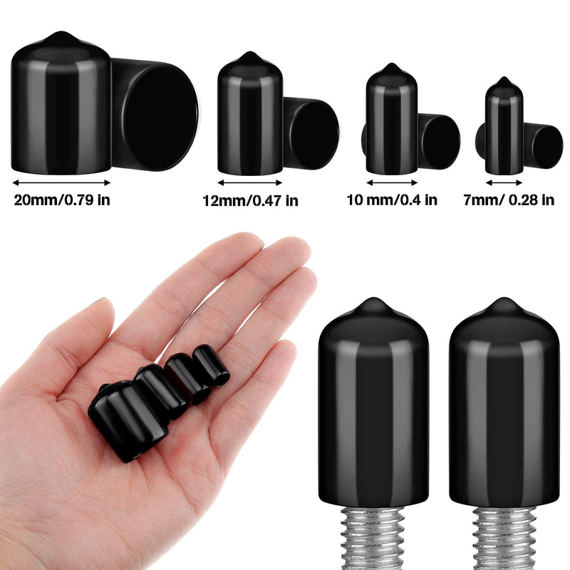  [AUSTRALIA] - 80 Pieces Rubber End Caps Flexible Bolt Covers Screw Caps Thread Protectors in 4 Sizes 1/4 to 3/4 Inch (Black) Black