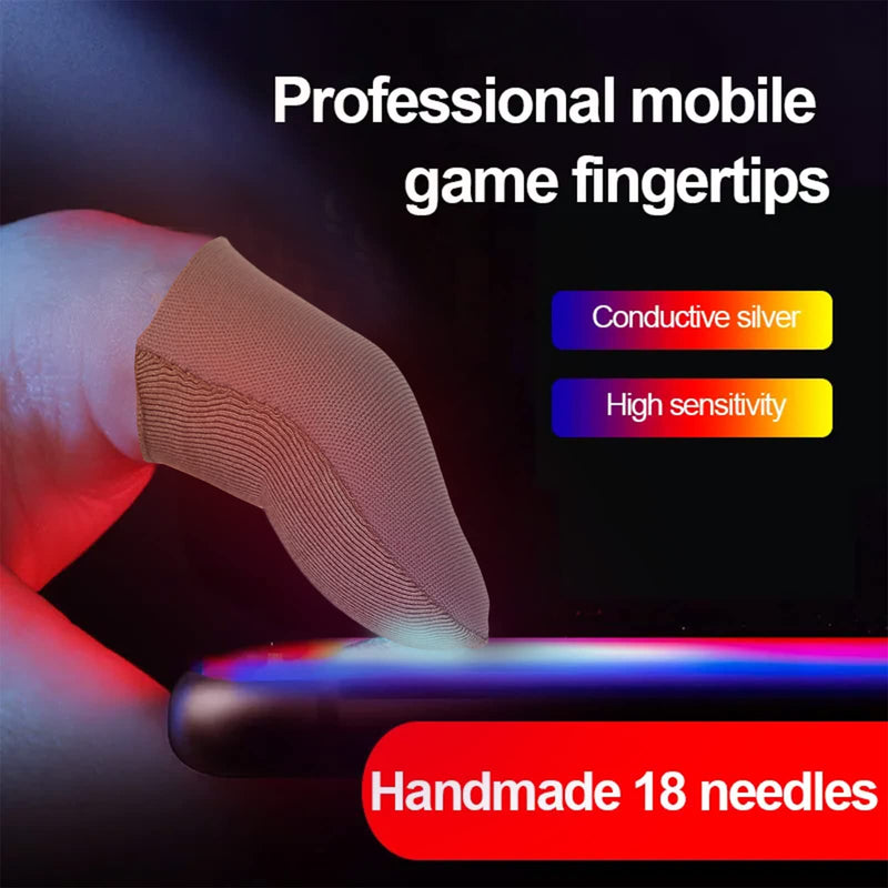  [AUSTRALIA] - Gaming Thumb Sleeve for Mobile Gaming, Silver Fiber, Smooth Operation, Anti-Sweat, Extremely Thin, Finger Sleeves Fit Mobile Phone Tablet Devices, 4 PCS (Silver) Silver with Gray