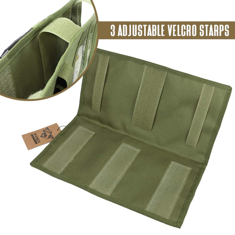  [AUSTRALIA] - WYNEX Truck Visor Panel Organizer for Pickup F150, Large Molle Visor Panel Vehicle Tactical Sun Visor Holder Car Sunshade Storage Pouch with 3 Hoop & Loop Straps Molle Webbing for Ram Tundra (13.87") Army Green