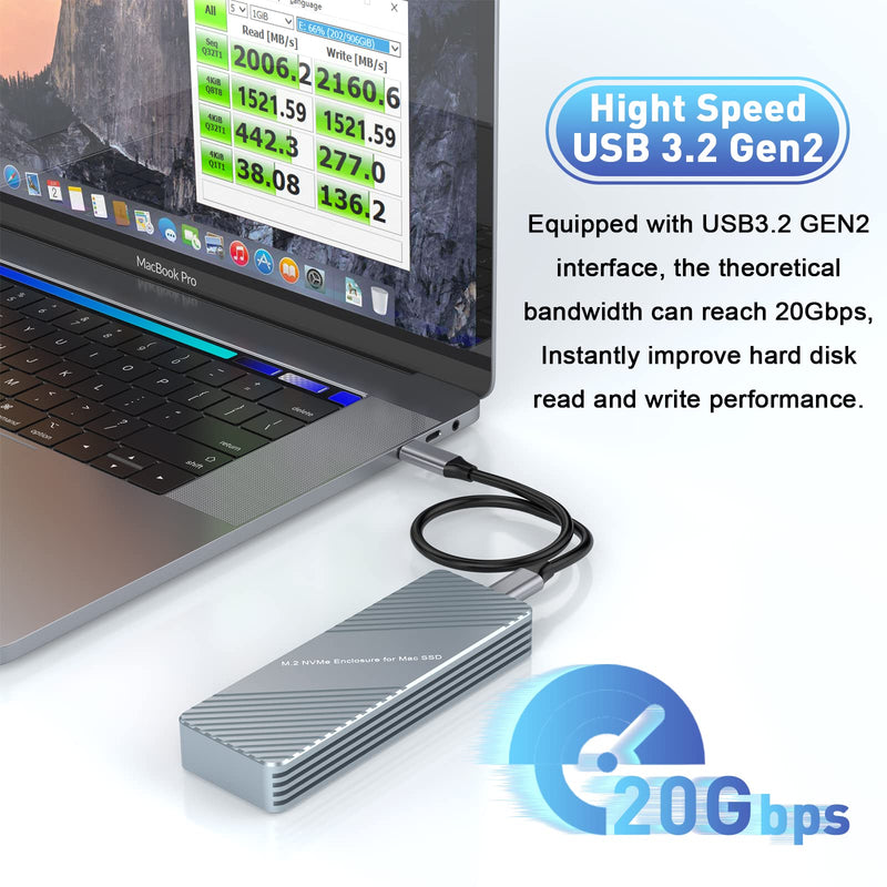  [AUSTRALIA] - USB C 3.2 MacBook SSD Enclosure for 12+16 PIN MacBook Air/Pro SSD, Aluminum M.2 NVMe MacBook Pro Enclosure Adapter Support MacBook Pro,MacBook Air, Mac Pro, iMac from 2013 to 2017 CL-HY-225