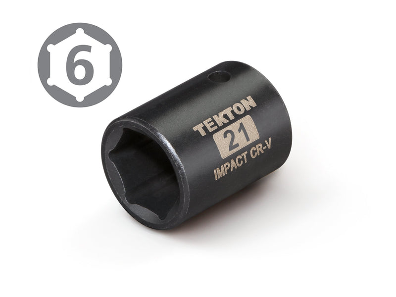  [AUSTRALIA] - TEKTON 47776 1/2-Inch Drive by 21 mm Shallow Impact Socket, Cr-V, 6-Point