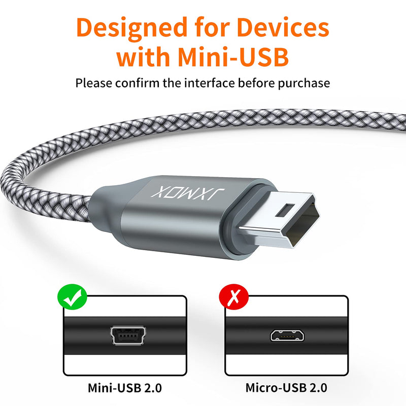  [AUSTRALIA] - Mini USB Cable, JXMOX (3.3ft 2 Pack) USB 2.0 Type A Male to Mini B Charging Cord Compatible with Hero 3+, PS3 Controller, Digital Camera, Dash Cam, MP3 Player, Garmin Nuvi GPS, GPS Receiver