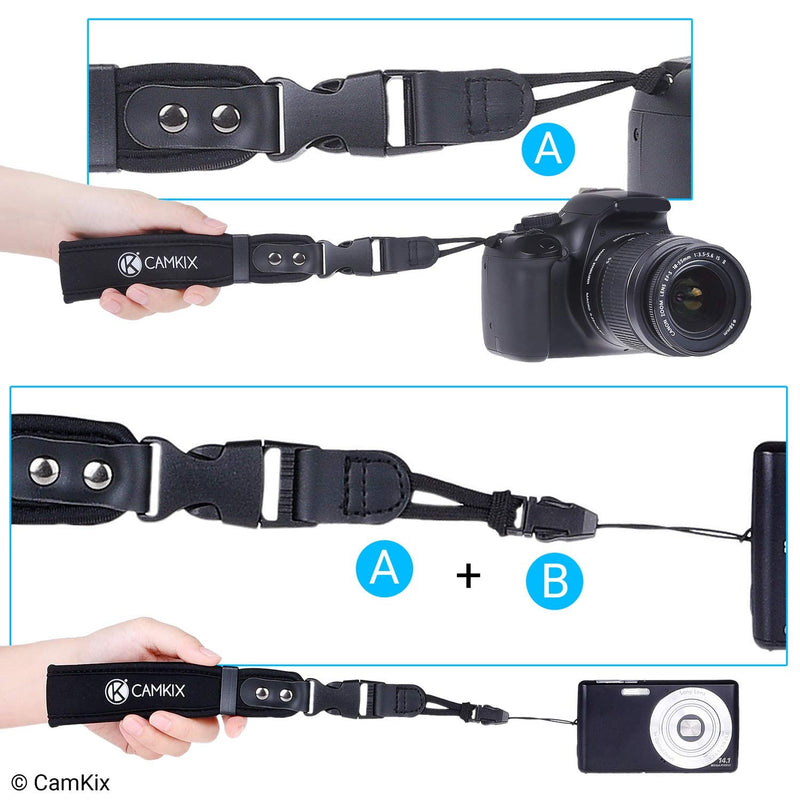  [AUSTRALIA] - Wrist Straps for DSLR and Compact Cameras - 2 Pack - Extra Strong and Durable - Comfortable Neoprene Bracelet - Adjustable Fit - Quick Release Clip - Extra Tethers and Cleaning Cloth Included