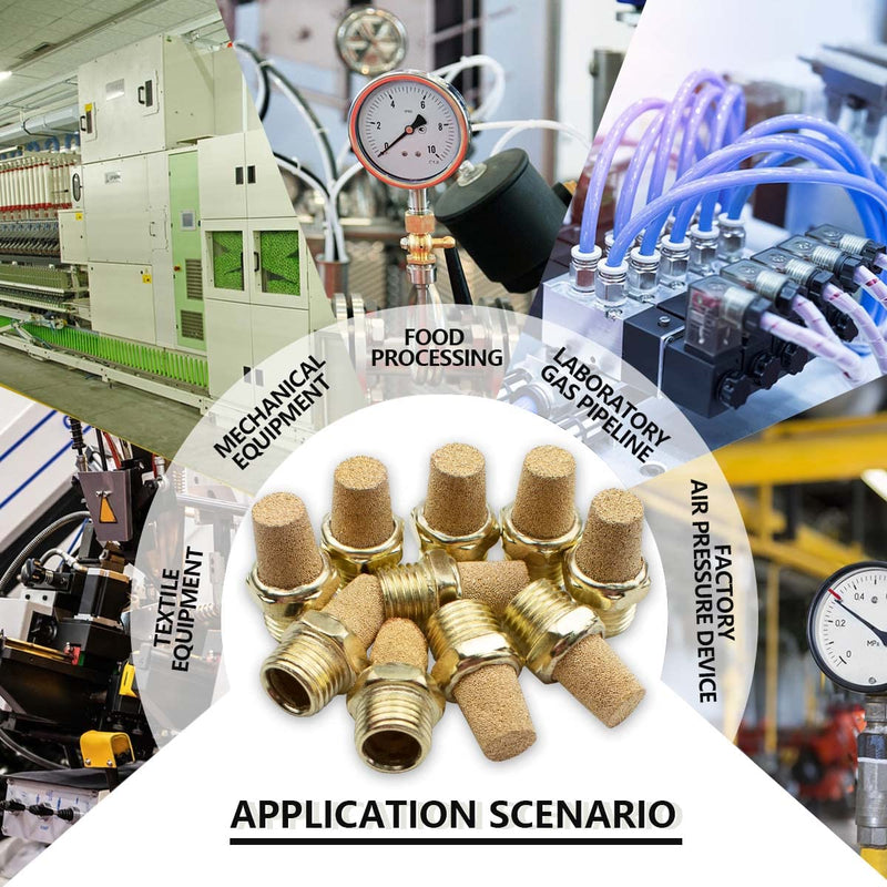  [AUSTRALIA] - Bwintech 10 pieces SL-01 air silencer, 1/8" external thread sintered brass exhaust silencer 1/8"