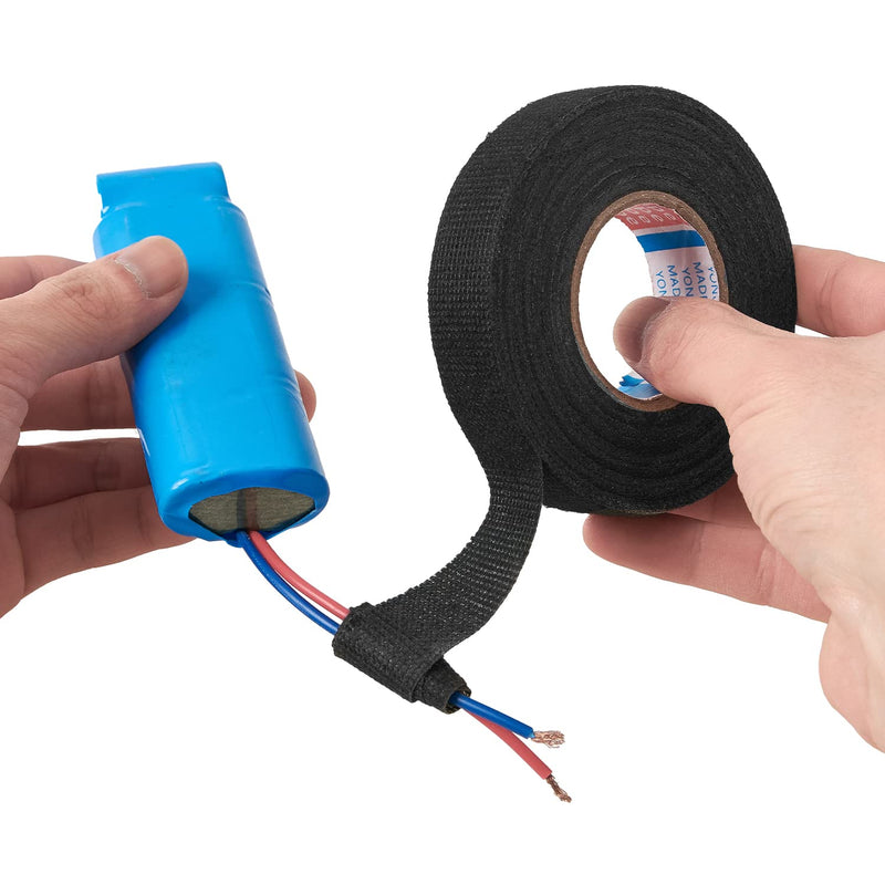  [AUSTRALIA] - HSTECH 5 Rolls Wire Loom Harness cloth Tape, Speaker Wiring Harness Cloth Tape, Black Adhesive Fabric Tape, for Automobile Electrical Wire harnessing Noise Dampening Heat Proof(Width 0.35In to 1.25In)