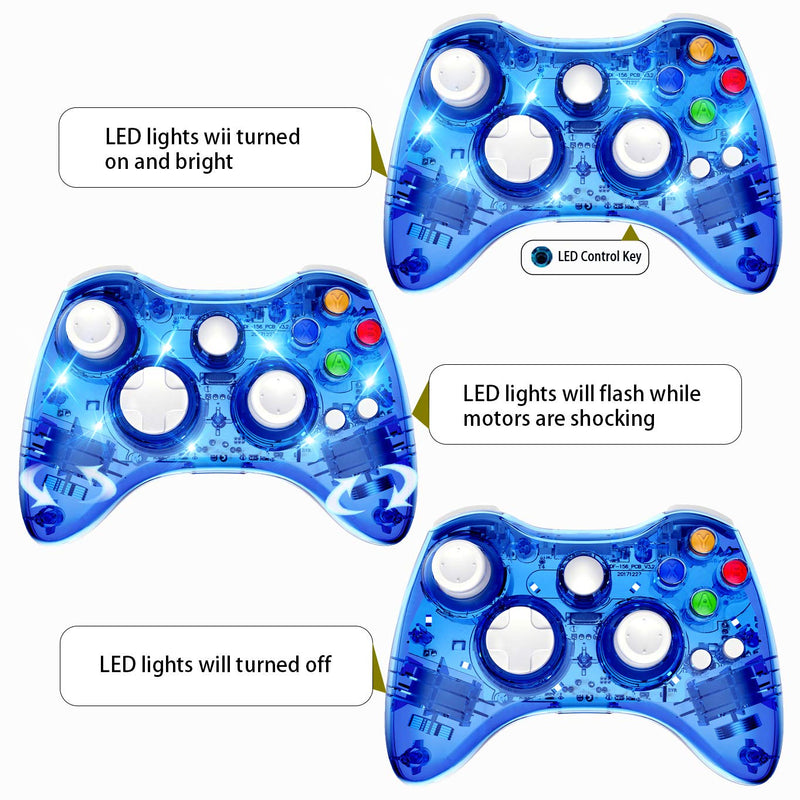  [AUSTRALIA] - PAWHITS Wireless Controller Compatible with Xbox 360 Double Motor Vibration Wireless Gamepad Gaming Joypad, Blue