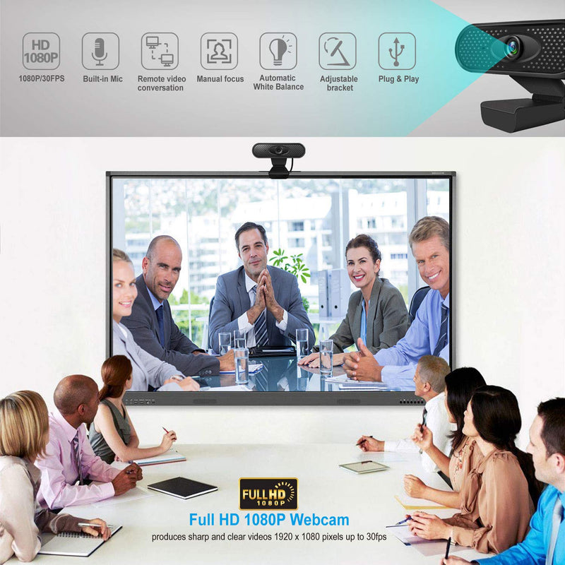  [AUSTRALIA] - 1080P Full HD Webcam with Mic,Laptop Desktop Computer Camera for Online Video Education, Portable Camera, USB PC Webcam for Video Call, Recording, Meeting, Games,Skype OBS,Mac YouTube