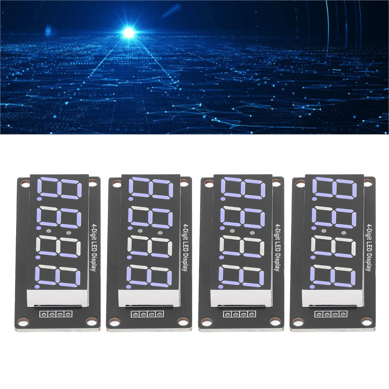  [AUSTRALIA] - 4 Set 4 Digit Digital Tube with Pin Header LED Display Board 7 Segments Clock Module TM1637 0.56in Clock Double Dots Module (Blue MRA041C)