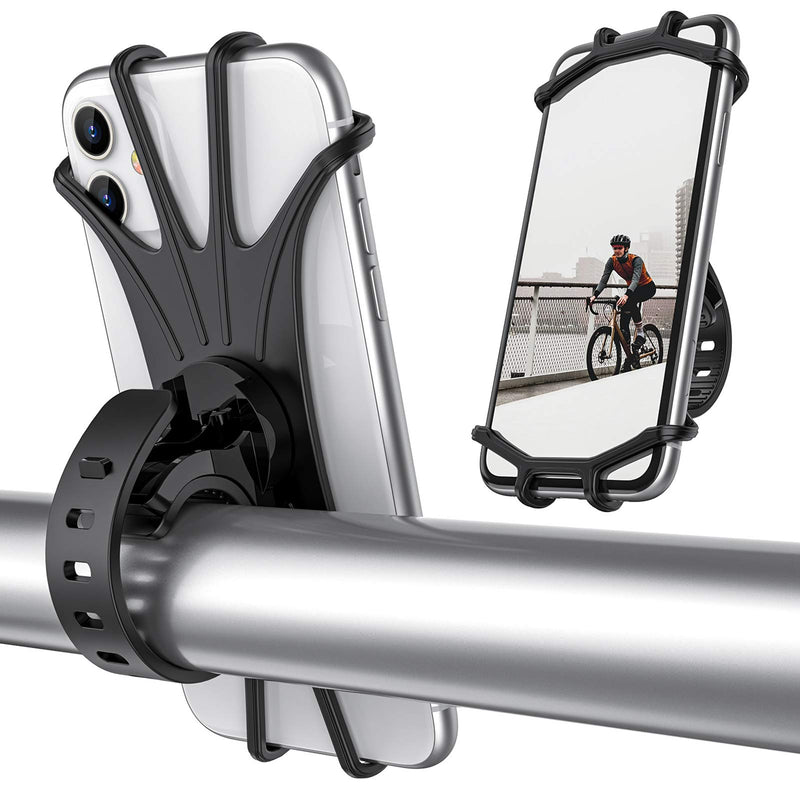  [AUSTRALIA] - ORIbox Bike Phone Mount, Motorcycle Handlebar Mount, 360° Rotation Silicone Bicycle Phone Holder, Compatible with iPhone 13/12/11 Pro Max XS Max XR X 8 7 6S Plus SE 2022 12 mini,Samsung Galaxy Midnight black