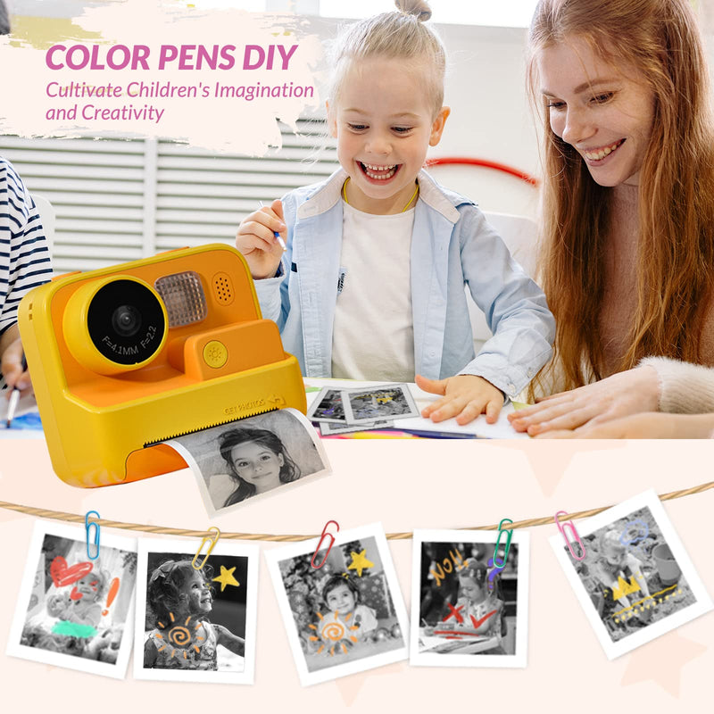  [AUSTRALIA] - Mafiti Kids Camera Instant Print, 48MP Digital Camera with Zero Ink, Selfie 1080P Video Camera with 32G TF Card, Toys Gifts for Girls Boys Aged 3-12 for Christmas/Birthday/Holiday (Orange) Orange