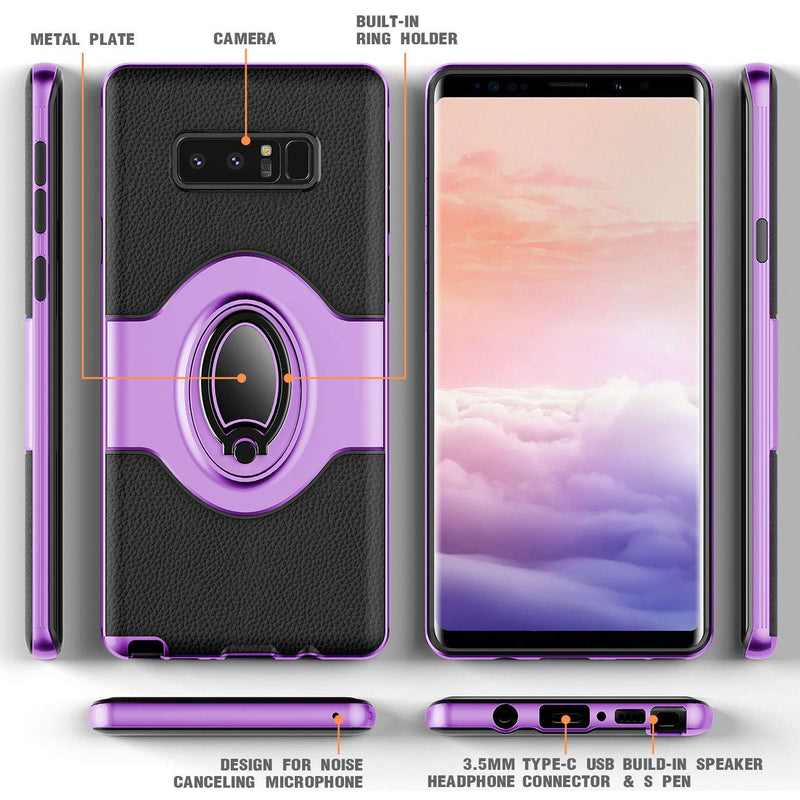  [AUSTRALIA] - Samsung Galaxy Note 8 Case - eSamcore Ring Holder Kickstand Cases + Dashboard Magnetic Phone Car Mount [Purple] Purple