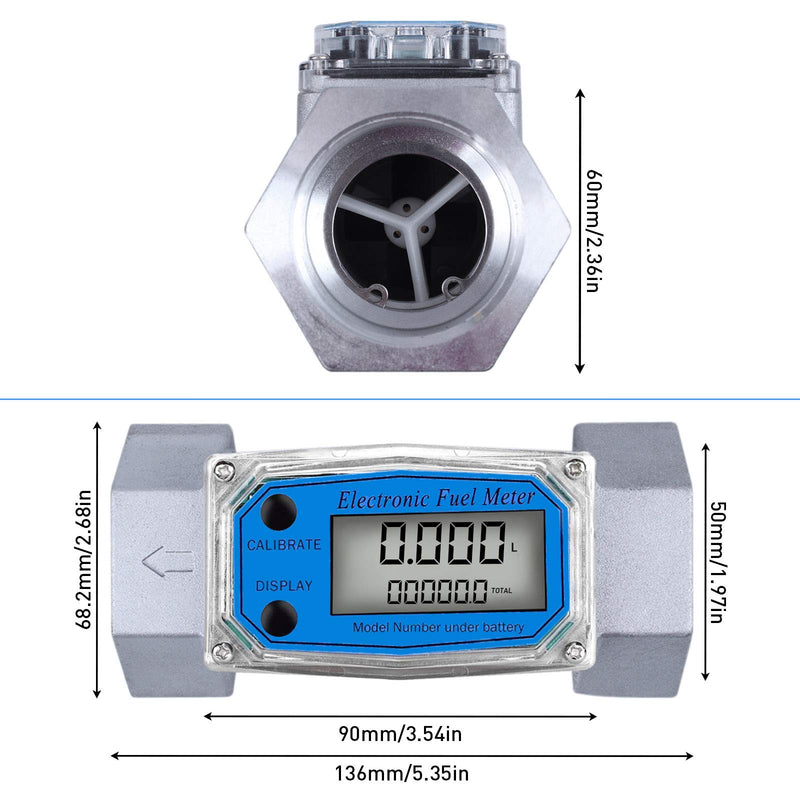 Digital Turbine Flow Meter, 1.5″ Diesel Fuel Flow Meter with NPT Counter Gas Oil Fuel Flowmeter for Measure Diesel, Kerosene, Gasoline 1.5 inch - LeoForward Australia