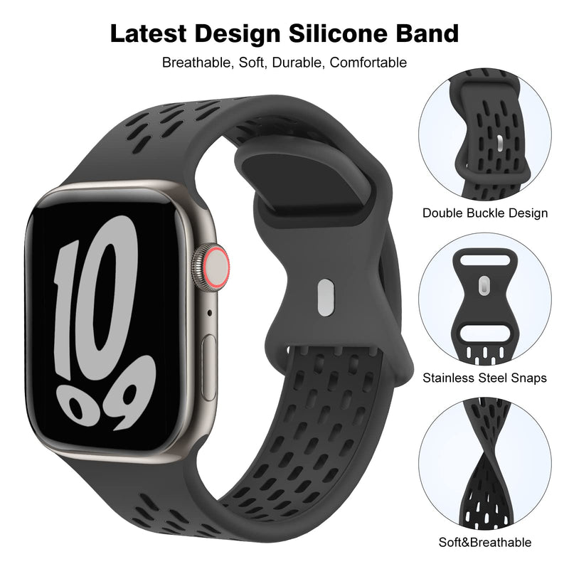  [AUSTRALIA] - TSAAGAN 5 Pack Sport Silicone Bands Compatible for Apple Watch Band 49mm 41mm 45mm 40mm 44mm 38mm 42mm, Breathable Strap Replacement Wristband for iWatch Ultra Series 8/7/SE/6/5/4/3/2/1 Women & Men 42/44/45/49mm