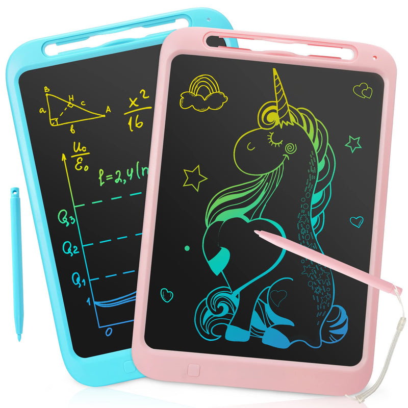  [AUSTRALIA] - 2 Pack LCD Writing Tablet for Kids, 12 Inch Drawing Tablet with Colorful Screen, Erasable and Reusable Doodle Board Gift for Girls Boys Toddlers, Digital Writing Tablet, Blue+Pink 12inch Pink+Blue