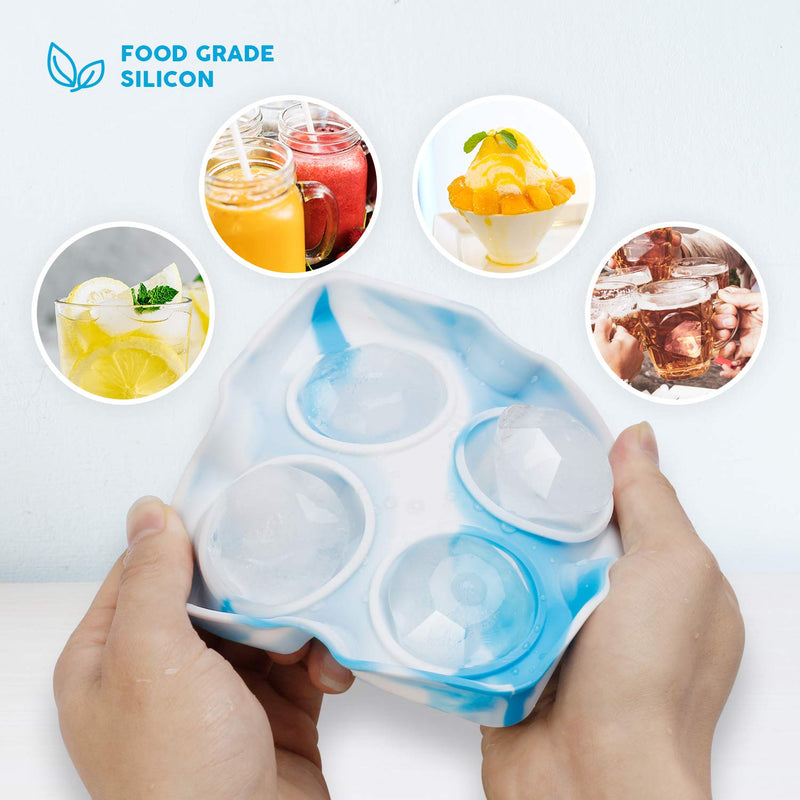  [AUSTRALIA] - KOIOS Ice Cube Trays, Ice Cubes Silicone Molds with Lids, Ice Trays Cubes BPA free Diamond Ice Maker, Easy-Release Flexible Ice Molds for Freezer, Whiskey & Cocktails, White-Blue (4-Pack) 4-Pack