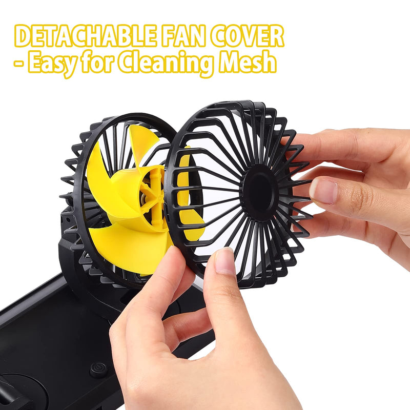  [AUSTRALIA] - BULFULL Car Fan, Portable Car Seat Fan Headrest 360 Degree Rotatable Car Fan for Seat 12V Cooling Air with Stepless Speed Regulation for SUV, RV, Vehicles Dual Head Cigarette Lighter Plug