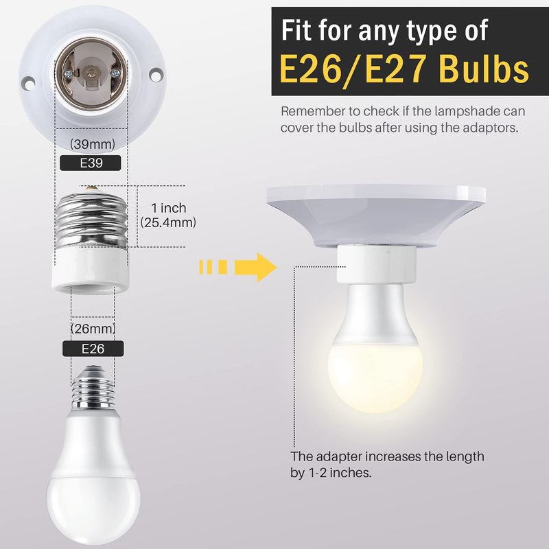  [AUSTRALIA] - UL-listed E39 to E26 Adapter JACKYLED Mogul to Medium Light Bulb Lamp Socket Porcelain Converter 1-Pack 1 Pack