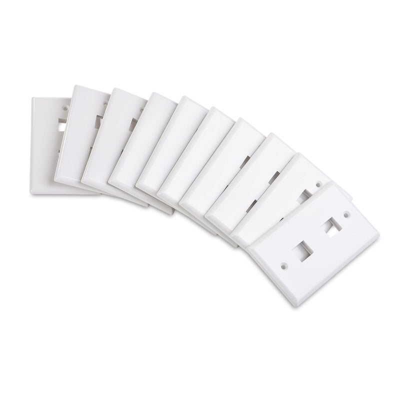  [AUSTRALIA] - Cable Matters 10-Pack Low Profile 2-Port Keystone Jack Wall Plate in White