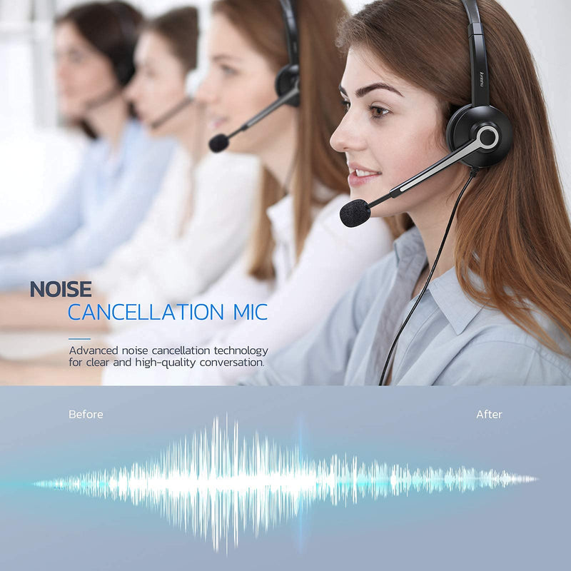  [AUSTRALIA] - Nulaxy Computer Headset with Microphone, Wired USB Headset for Laptop PC, 3.5mm Jack Inline Control Headphone with Noise Cancelling Mic, Business Call Center Headset for Skype, Office, Classroom, Home B