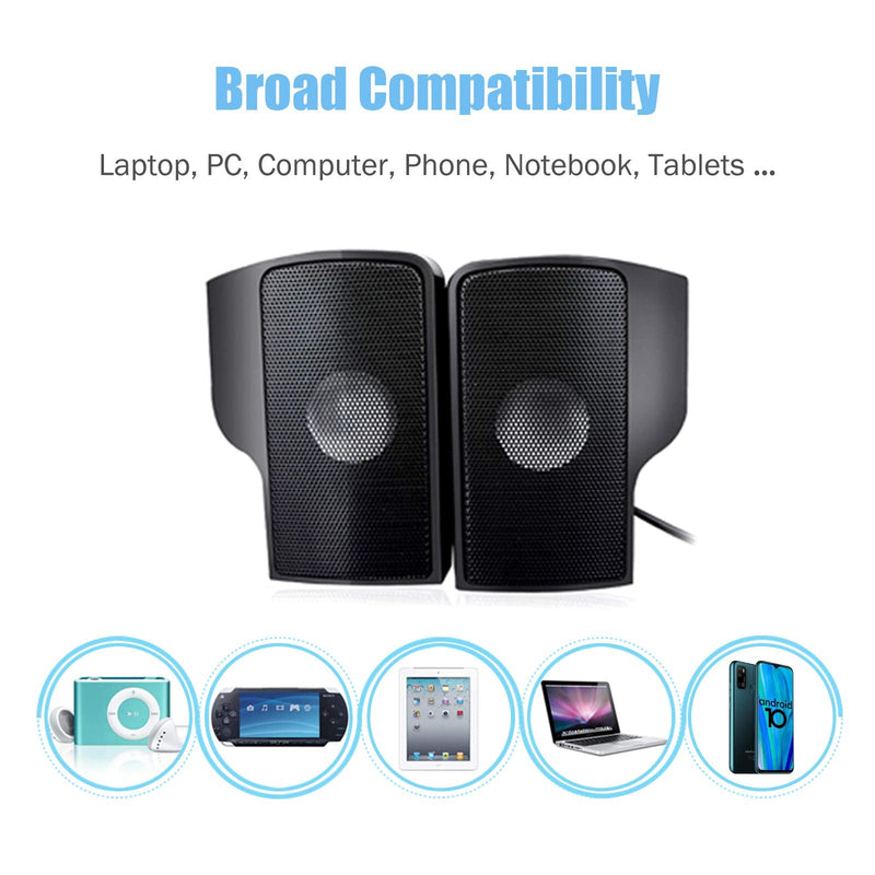  [AUSTRALIA] - ELENKER USB Computer Speaker, Laptop Speaker,PC Speaker,Mini Sound Bar Speaker for TV, Desktop, Laptop, Smartphone and Tablet, Black