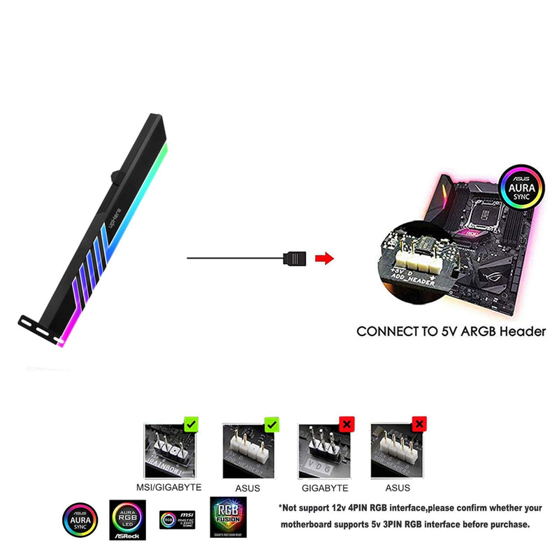 [AUSTRALIA] - upHere 5V 3-pin Addressable RGB Graphics Card GPU Brace Support Holder,Support Video Card Sag Holder/Holster Bracket-GL28ARGB