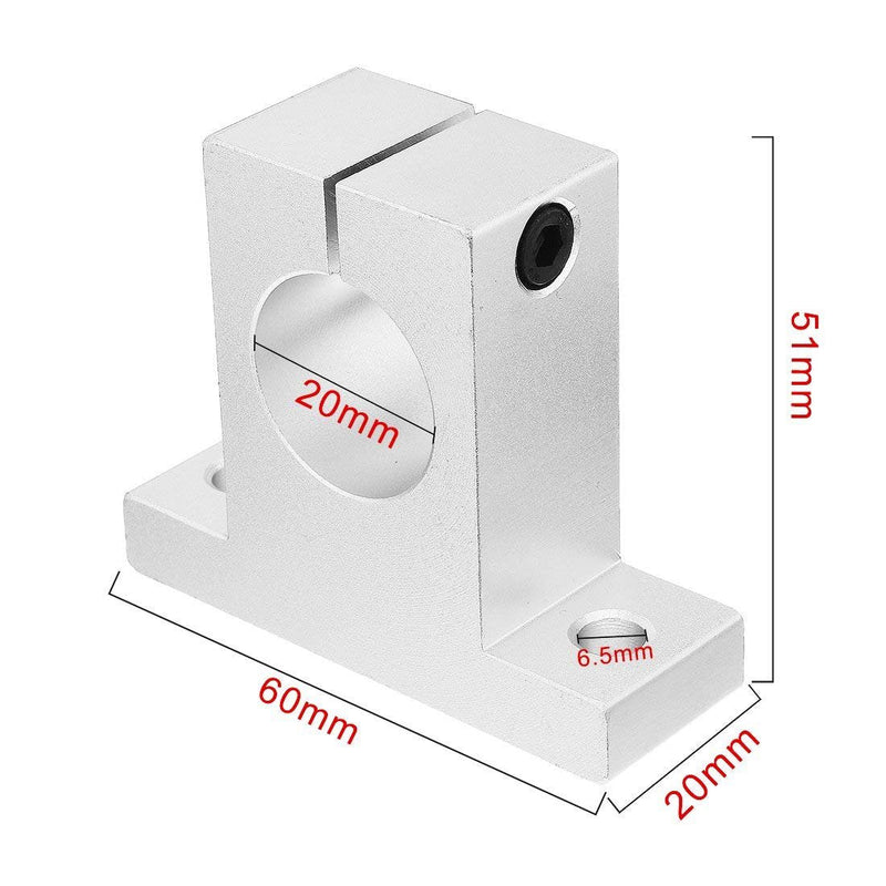  [AUSTRALIA] - SamIdea Pack of 4,SK20 Aluminum Linear Motion Rail Clamping Guide Support for 20mm Dia Shaft