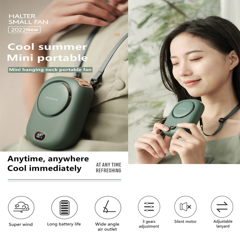  [AUSTRALIA] - Mini Handheld Fan Portable Neck Fan Small Personal Fan USB Rechargeable 3 Speed Adjustable for Home Office Outdoor Travel (Dark Green) Dark Green