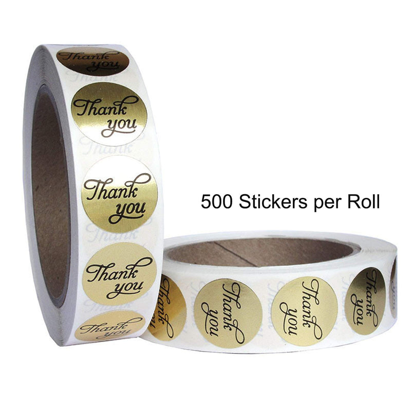 Mr-Label – Roll Labels with Thank You – Permanent Adhesive – Sticker Label for Cards| Envelopes| Reward Stickers| Sealing Stickers – 500 Labels per Roll (Gold Round) Gold Round - LeoForward Australia