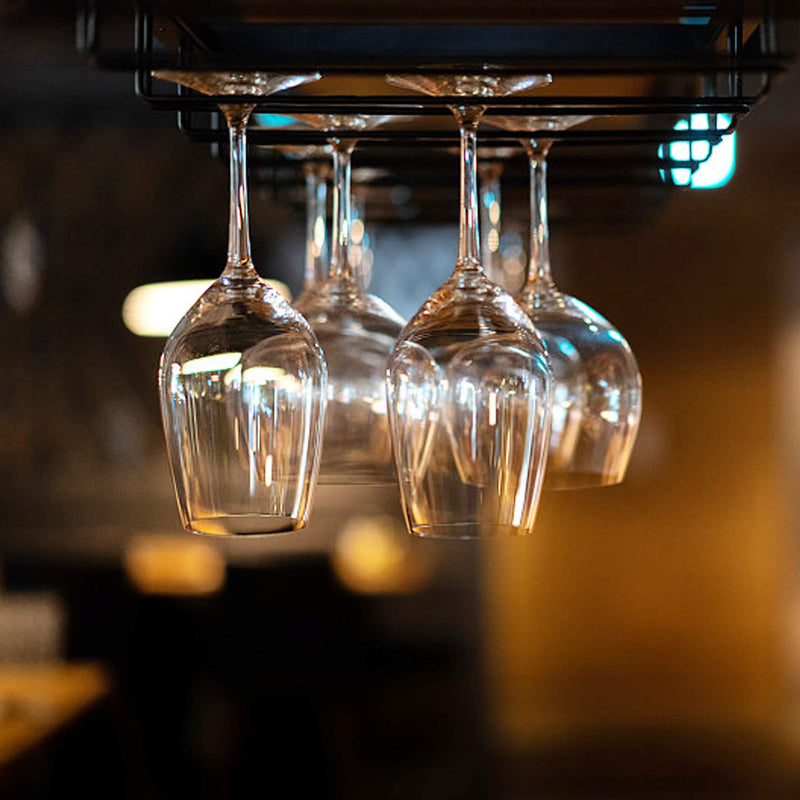  [AUSTRALIA] - Milkary 4 Pack Steamware Wine Glass Hanging Rack, Metal Stemware Holder Storage Wall Mount Under Cabinet Kitchen Bar Pub, Black
