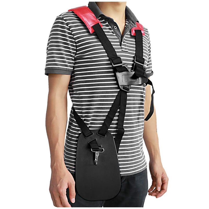  [AUSTRALIA] - WEIBOND Trimmer Shoulder Strap - Grass Trimmer Harness Strap, Comfort Strap Double Shoulder Garden, Brush Cutter Lawn Mower Nylon Belt （Black and Red 2PCS) Black Red_2pcs