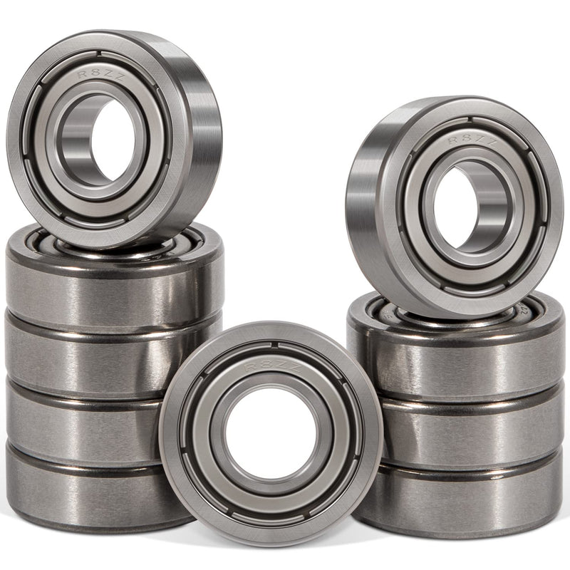  [AUSTRALIA] - 10 PCS R8ZZ Premium Double Metal Shielded Bearings 1/2 x 1-1/8 x 5/16 Inch Deep Groove Ball Bearing, Replacement for Industrial Equipment, Clutches, Drives, Micro Motor, Office Equipment and Others R8-ZZ