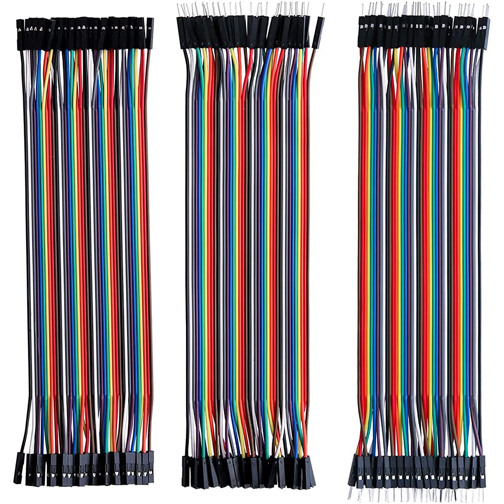  [AUSTRALIA] - MMOBIEL 120 Pcs Multicolored Dupont Breadboard Jumper Wires 40-pin M/F, 40-pin M/M, 40-pin F/F Ribbon Cables Kit Compatible with DIY Arduino, Raspberry Pi 2 3 4 Projects, Length 20cm / 8 Inch